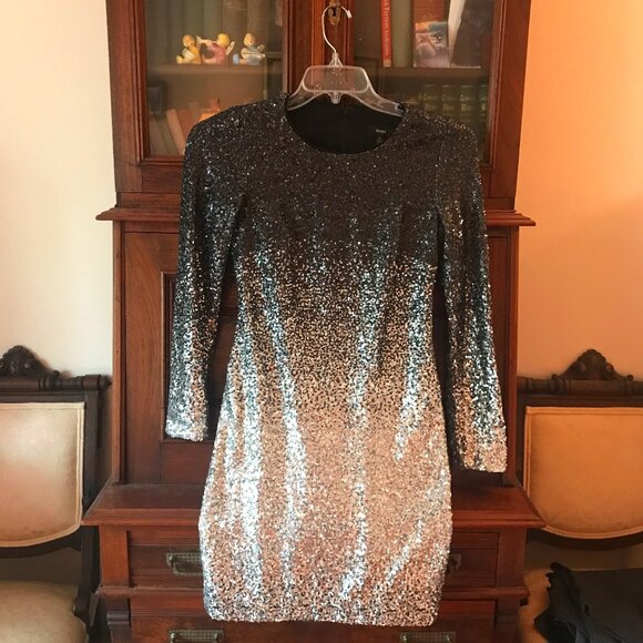 MAIA: BLACK AND SILVER SEQUIN DRESS SIZE 0 - Picture 2 of 4